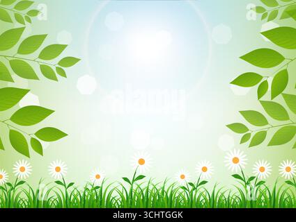 Summer Spring Background. Green Natural background During Spring Time. Vector Illustration. Stock Vector