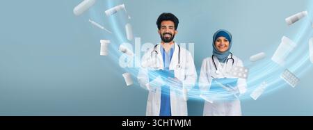 Healthcare professionals collaborating in a modern medical atmosphere Stock Photo