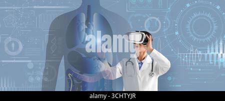 Doctor using virtual reality technology for modern healthcare innovations Stock Photo