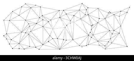 Abstract polygonal mesh with chaotic lines and connected dots perfect for technology backgrounds, science concepts, or digital network themes isolated on white background vector illustration Stock Vector