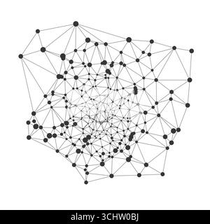 Modern abstract network mesh with connected dots and lines perfect for technology backgrounds, science presentations, or digital communication concepts isolated on white background vector illustration Stock Vector