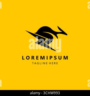 abstract kangaroo jump light bolt power energy logo symbol design template illustration Stock Vector