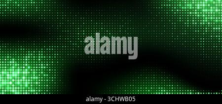 Green halftone background, abstract glittering dots backdrop, disco texture design, shiny confetti banner. Stock Vector
