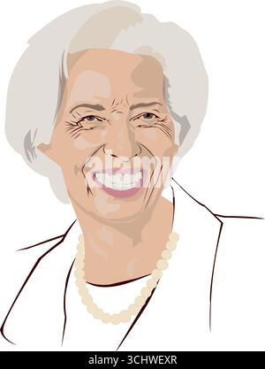 Christine Lagarde Portrait Stock Vector