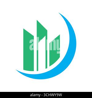 Crescent moon and Home Logo design. Vector Illustration. Stock Vector