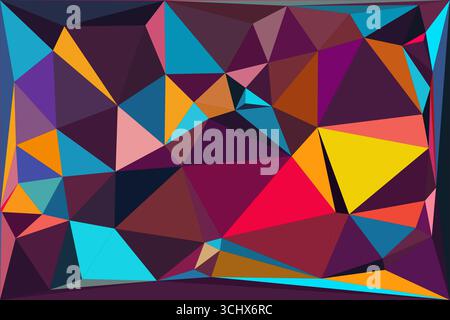 Polygonal mosaic with gradient color abstract geometric background. Low Poly background design. Technology low Poly background. Stock Vector