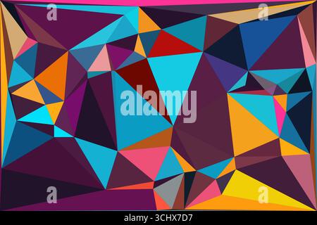 Polygonal mosaic with gradient color abstract geometric background. Low Poly background design. Technology low Poly background. Stock Vector