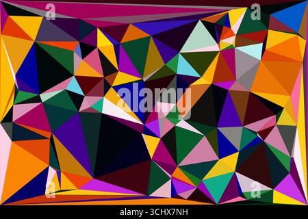 Polygonal mosaic with gradient color abstract geometric background. Low Poly background design. Technology low Poly background. Stock Vector
