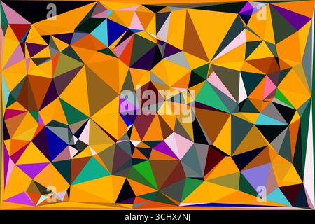 Polygonal mosaic with gradient color abstract geometric background. Low Poly background design. Technology low Poly background. Stock Vector