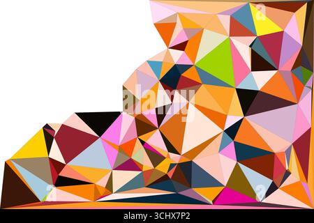 Polygonal mosaic with gradient color abstract geometric background. Low Poly background design. Technology low Poly background. Stock Vector