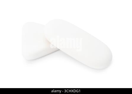 Two erasers isolated on white. Stationery for school Stock Photo