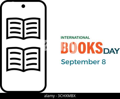 International Books Day Vector – Smartphone and Open Book Icons for Global Reading Awareness Stock Vector
