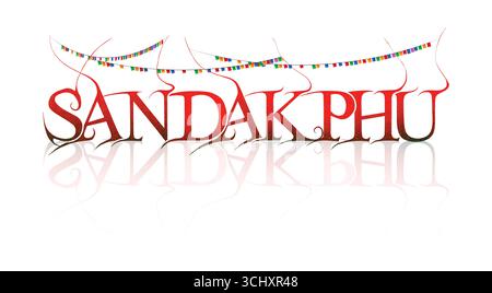 Sandakphu text vector png Sandakphu mountain text effect transparent background images illustration Stock Vector