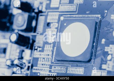 Computer Chip, Chip War Concept. closeup computer ship micro controller for digital technology background. Stock Photo