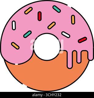 Donut Icon Food in Flat Style Vector Isolated Design Stock Vector