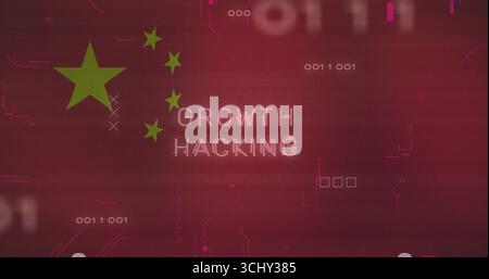 Displaying glitchy GROWTH HACKING text on digital dashboard, with green stars and binary code Stock Photo