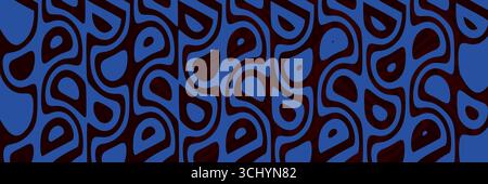 Modern abstract pattern of fluid organic shapes in blue and dark brown tones. Long banner Stock Photo