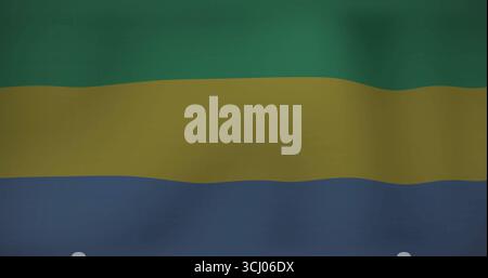 National flag showing green yellow blue stripes fluttering in wind, with textured fabric detail Stock Photo