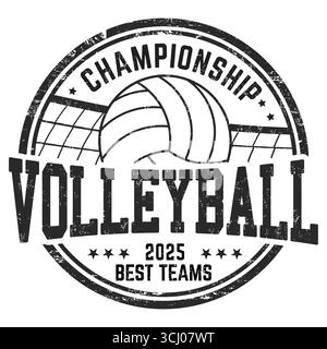 Volleyball grunge rubber stamp on white background, vector illustration Stock Vector