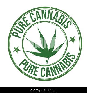 Pure cannabis grunge rubber stamp on white background, vector illustration Stock Vector