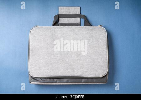 top view folded big grey lunch pack carrier Stock Photo