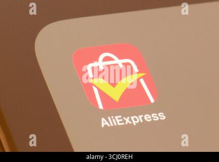 AliExpress Chinese owned shopping app on a smartphone screen Stock Photo