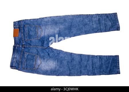 Blue jeans on a white background. Stock Photo