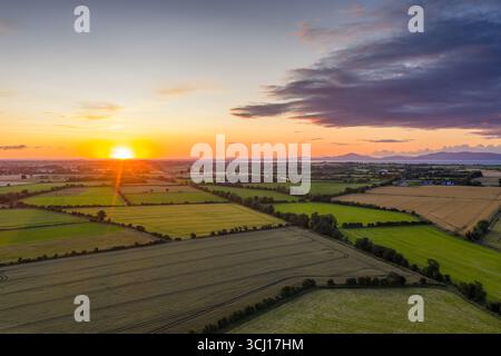 Evening Flight Over Clogherhead Countryside, County Louth, Republic of Ireland Stock Photo