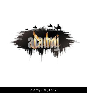 Dubai text effect Dubai Arabic text effect typography of Dubai transparent background Stock Vector