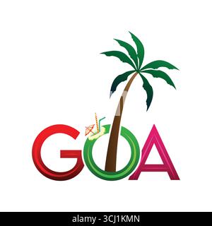 Goa text | goa typography | goa text effect | goa vector transparent background text Stock Vector