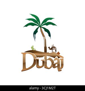 Dubai Desert text effect || dubai text transparent image || Dubai text || dubai typography png Stock Vector