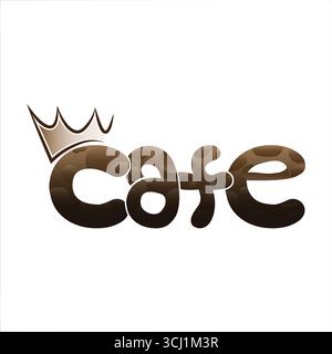 Creative coffee shop king typography dark colour cafe text effect vector transparent background images Stock Vector