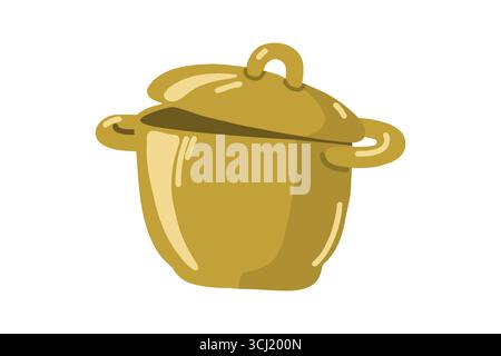Colorful Saucepan With a Slightly Open Lid  Stock Vector