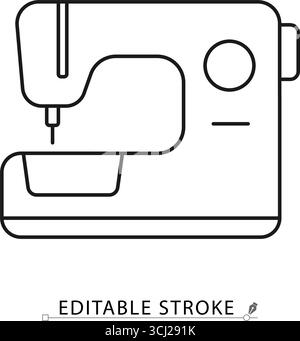 Modern Sewing Machine Icon. Editable Bold Outline With Color Fill ...