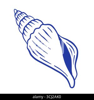 Hand drawn seashell vector illustration. Sea life mollusc icon. Summer Doodle style Stock Vector