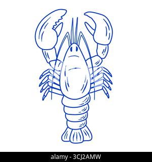 Hand drawn lobster vector illustration. Doodle crayfish seafood isolated. La dolce vita italy retro style Stock Vector