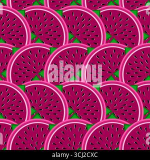 Dragonfruit slices seamless pattern vector illustration Stock Vector