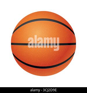Vector 3d Basketball Ball Icon Vector Illustration. Realistic Basketball Clipart. Basketball Logo, Basketball Symbol, Sports Icon, Isolated. Front Stock Vector