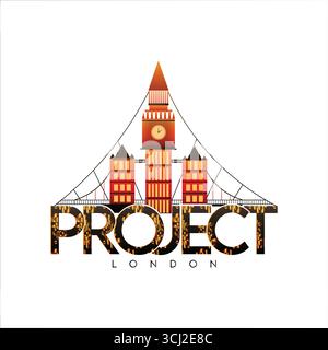 Building architecture project London text transparent background project text png vector and illustration Stock Vector