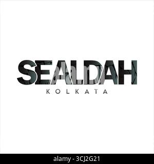 Sealdah text png Sealdah Kolkata font Sealdah railway station vector and illustration text effect Stock Vector