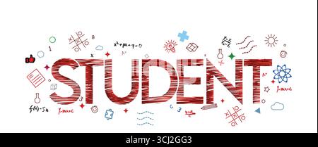 Student typography school student text effect student gadget stock vector images Stock Vector