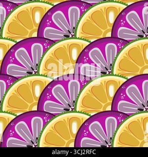 Jackfruit and star apple slices seamless pattern vector illustration Stock Vector