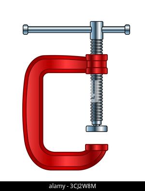 Illustration of steel C-clamp tool Stock Vector