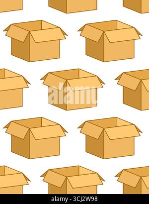 Seamless pattern of an open cardboard boxes Stock Vector