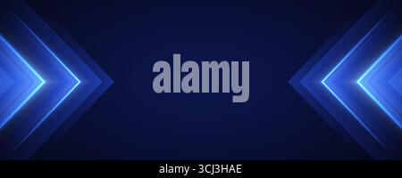 Glowing blue arrows background, dynamic glowing pointers backdrop, fast motion. Stock Vector