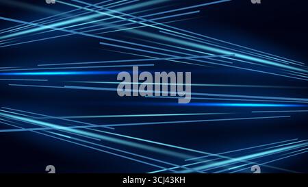 futuristic abstract digital background featuring glowing blue laser lines across a dark blue space ideal for technology science data and innovation co Stock Vector