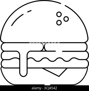 Icon Food Burger in Outline Style Vector Isolated Design Stock Vector