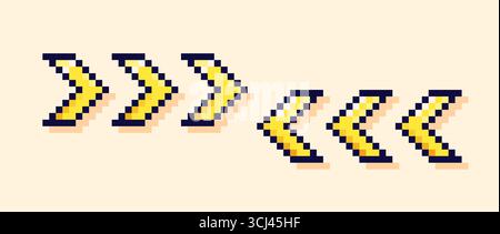 Y2K user interface arrows. Yellow pixel art elements. Stock Vector