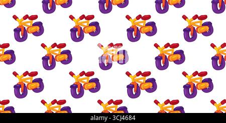 Seamless Cartoon Bicycle Kids Pattern. Cartoon colorful kids bicycles arranged in flat seamless pattern. Bright playful illustration on white backgrou Stock Vector