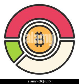 Pie Chart with BTC vector Bitcoin Investment concept colored icon or sign Stock Vector